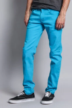 Men's Essential Skinny Fit Colored Jeans (Turquoise) 12 Men's Essential Skinny Fit Colored Jeans (Turquoise) -Victorious DL937 TRQ 2