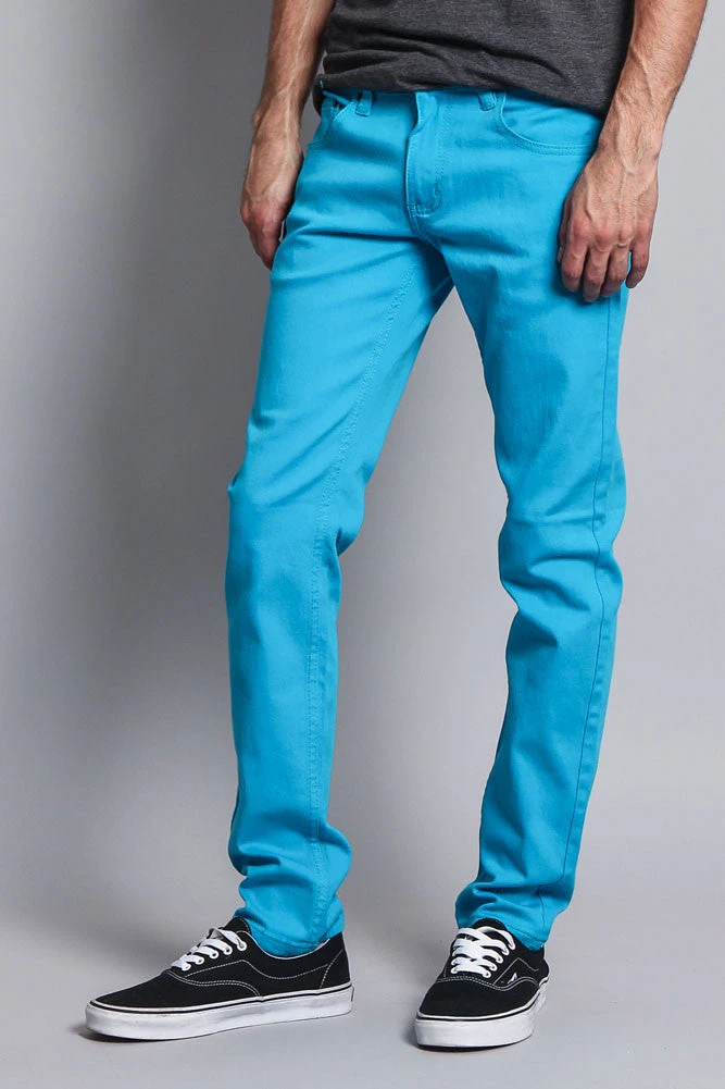 Men's Essential Skinny Fit Colored Jeans (Turquoise) 5 Men's Essential Skinny Fit Colored Jeans (Turquoise) - Image 5