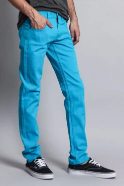Men's Essential Skinny Fit Colored Jeans (Turquoise) 14 Men's Essential Skinny Fit Colored Jeans (Turquoise) -Victorious DL937 TRQ 4