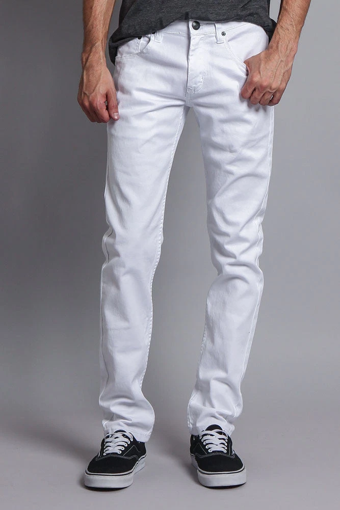 Men's Essential Skinny Fit Colored Jeans (White) 4 Men's Essential Skinny Fit Colored Jeans (White) - Image 4