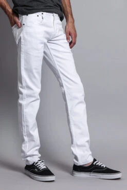 Men's Essential Skinny Fit Colored Jeans (White) 14 Men's Essential Skinny Fit Colored Jeans (White) -Victorious DL937 WHT 4