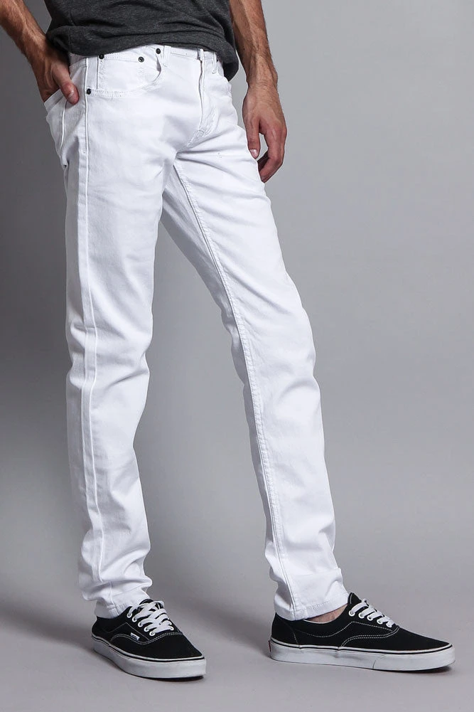 Men's Essential Skinny Fit Colored Jeans (White) 7 Men's Essential Skinny Fit Colored Jeans (White) - Image 7