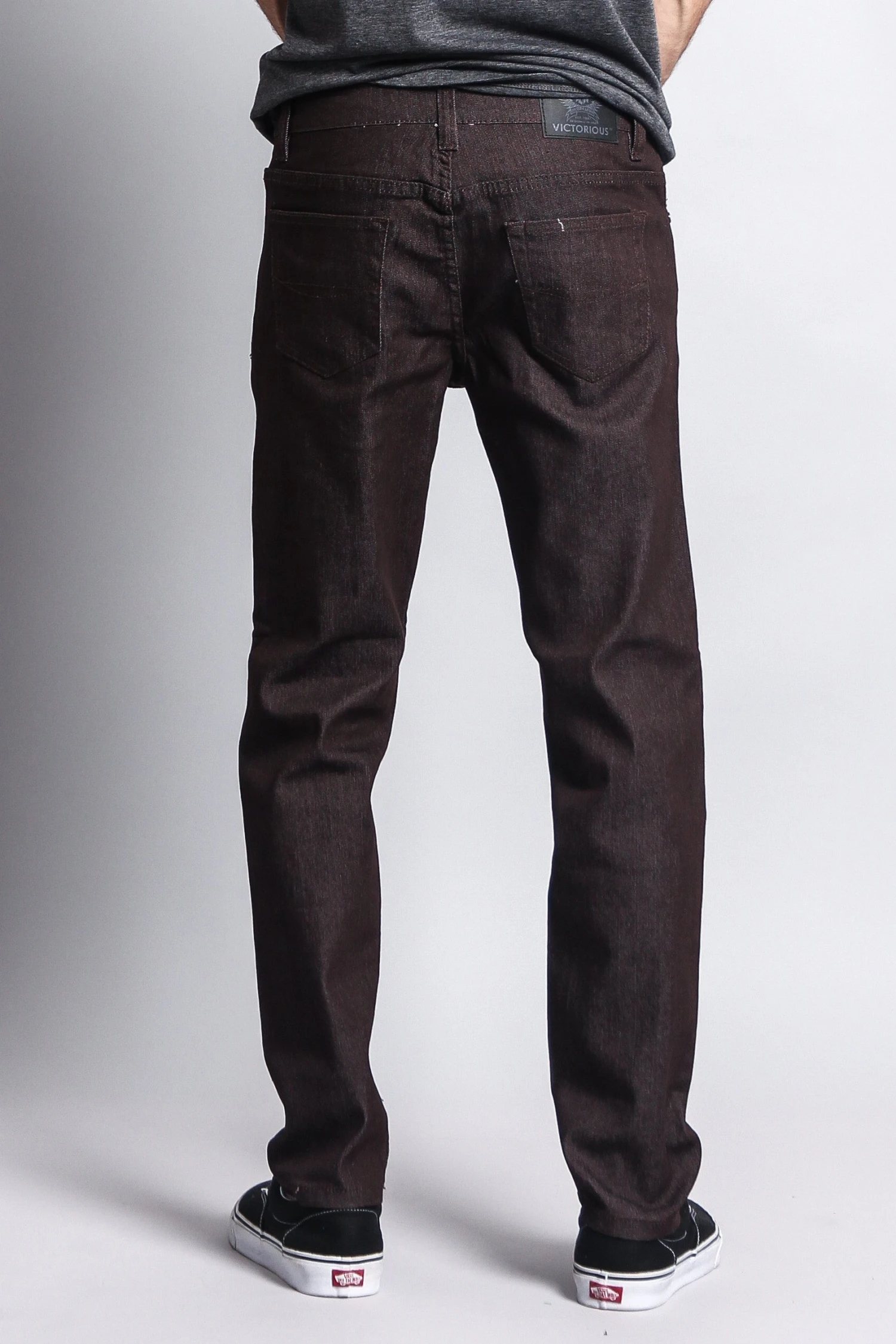 Men's Skinny Fit Raw Denim Jeans (Brown) 3 Men's Skinny Fit Raw Denim Jeans (Brown) - Image 3