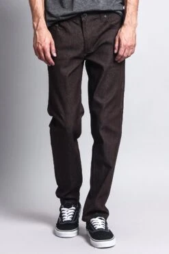 Men's Skinny Fit Raw Denim Jeans (Brown) 9 Men's Skinny Fit Raw Denim Jeans (Brown) -Victorious DL938 BRN 5