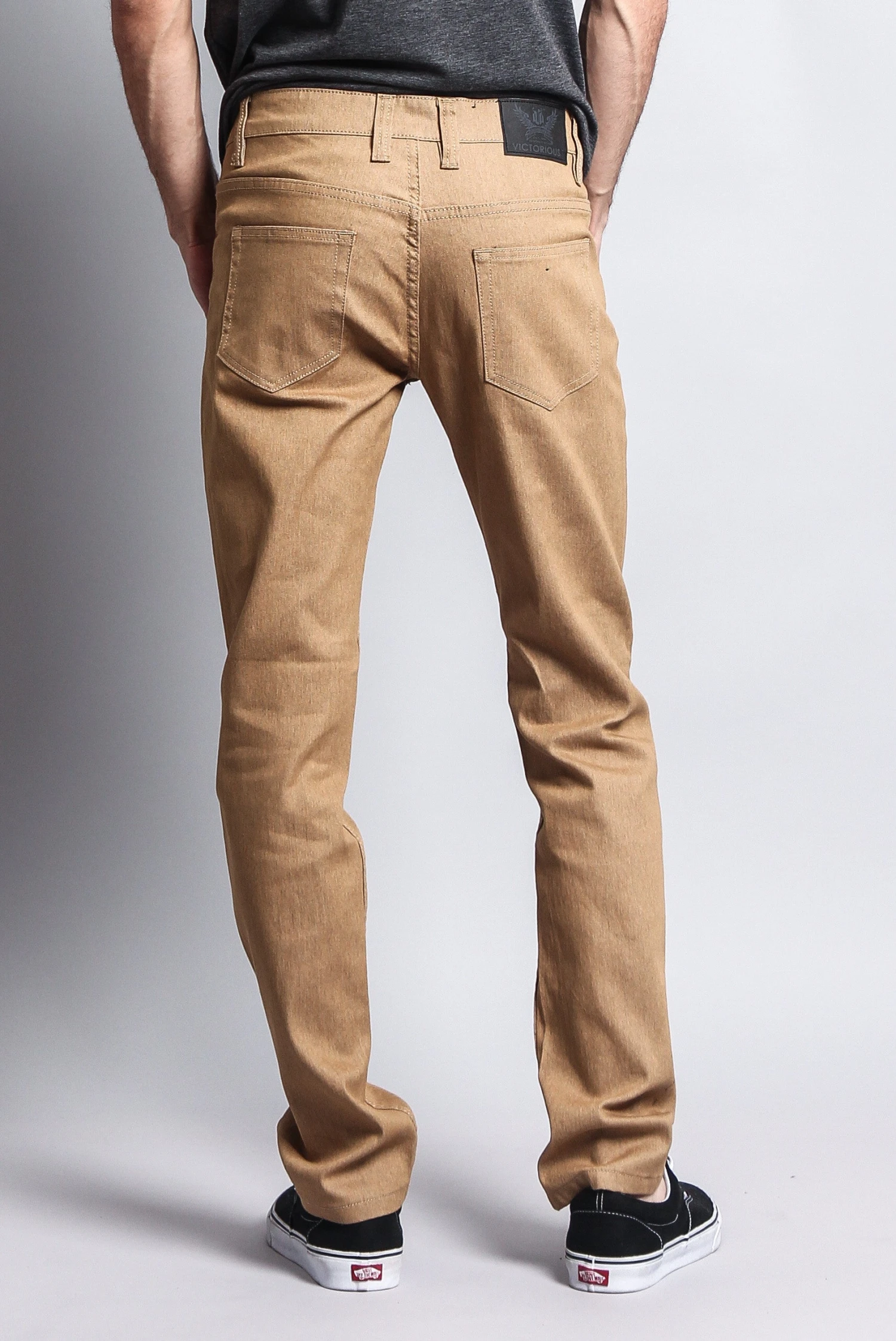 Men's Skinny Fit Raw Denim Jeans (Khaki) 3 Men's Skinny Fit Raw Denim Jeans (Khaki) - Image 3