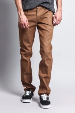 Men's Skinny Fit Raw Denim Jeans (Wheat) -Victorious DL938 WHE 5