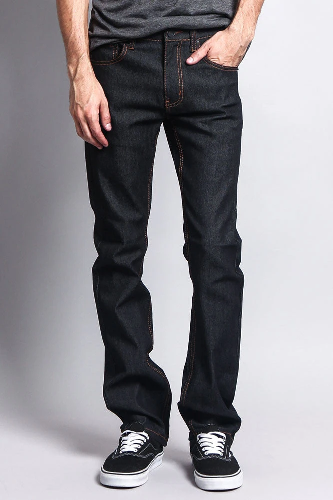 Men's Slim Fit Raw Denim Jeans (Black/Timber) 1 Men's Slim Fit Raw Denim Jeans (Black/Timber)