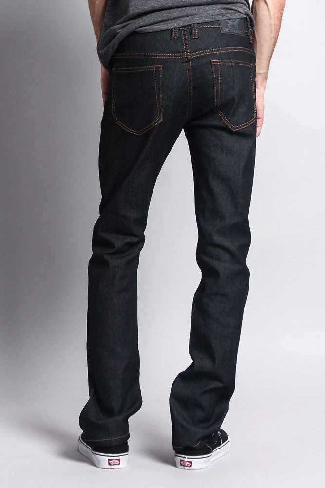 Men's Slim Fit Raw Denim Jeans (Black/Timber) 3 Men's Slim Fit Raw Denim Jeans (Black/Timber) - Image 3