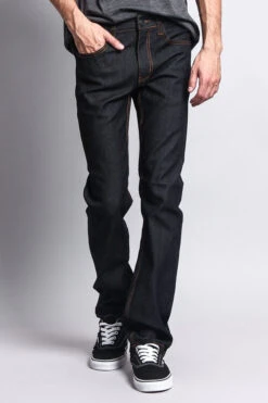 Men's Slim Fit Raw Denim Jeans (Black/Timber) 9 Men's Slim Fit Raw Denim Jeans (Black/Timber) -Victorious DL980 BKT 5