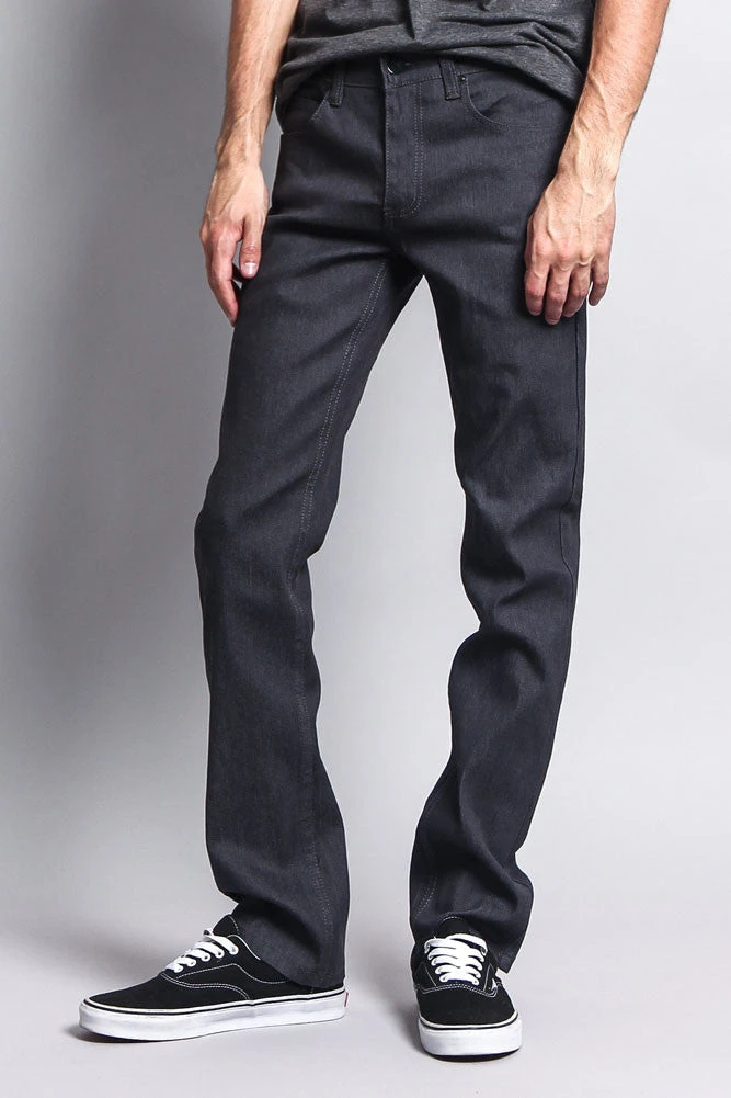 Men's Slim Fit Raw Denim Jeans (Charcoal) 2 Men's Slim Fit Raw Denim Jeans (Charcoal) - Image 2