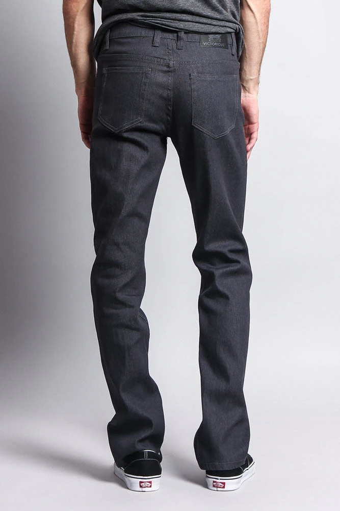 Men's Slim Fit Raw Denim Jeans (Charcoal) 3 Men's Slim Fit Raw Denim Jeans (Charcoal) - Image 3