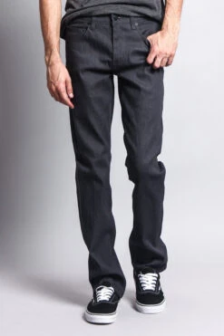 Men's Slim Fit Raw Denim Jeans (Charcoal) 9 Men's Slim Fit Raw Denim Jeans (Charcoal) -Victorious DL980 CHC 5