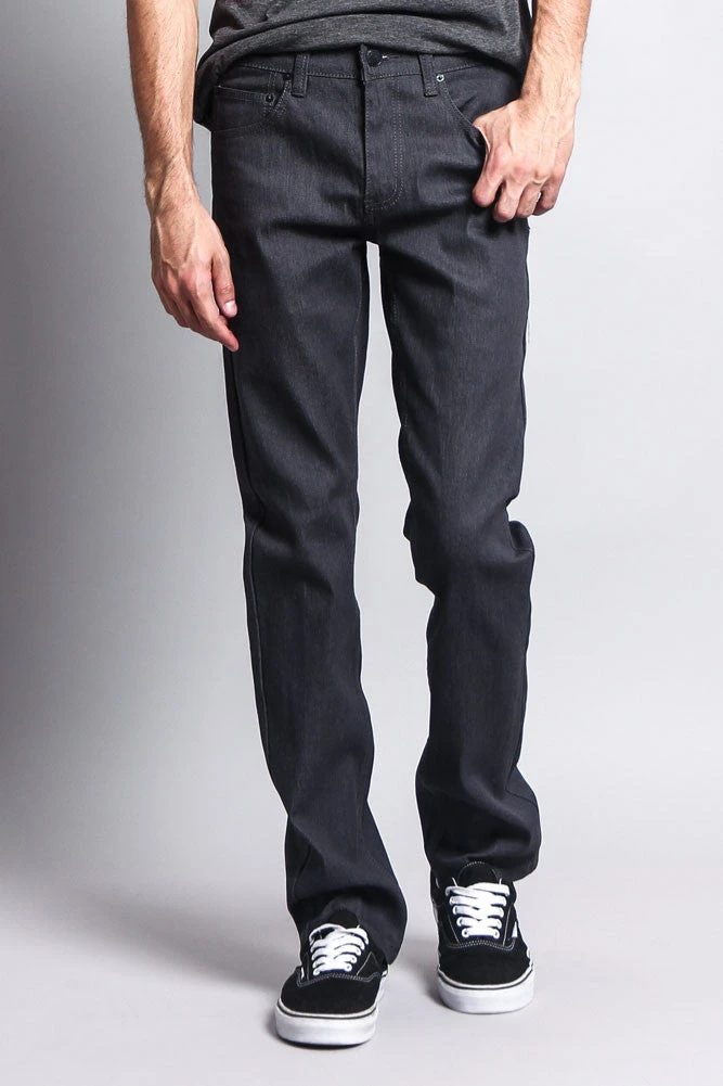 Men's Slim Fit Raw Denim Jeans (Charcoal) 5 Men's Slim Fit Raw Denim Jeans (Charcoal) - Image 5
