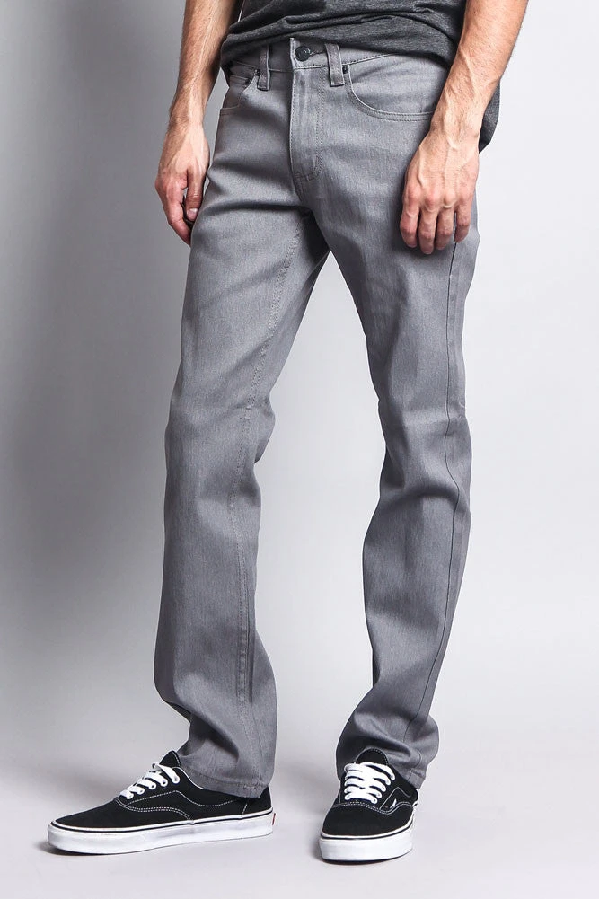 Men's Slim Fit Raw Denim Jeans (Grey) 2 Men's Slim Fit Raw Denim Jeans (Grey) - Image 2