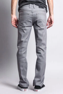 Men's Slim Fit Raw Denim Jeans (Grey) 7 Men's Slim Fit Raw Denim Jeans (Grey) -Victorious DL980 GRY 3