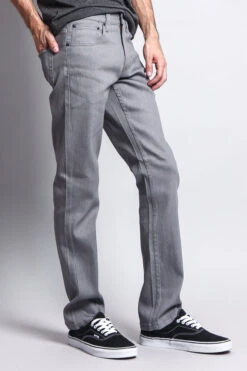 Men's Slim Fit Raw Denim Jeans (Grey) 8 Men's Slim Fit Raw Denim Jeans (Grey) -Victorious DL980 GRY 4