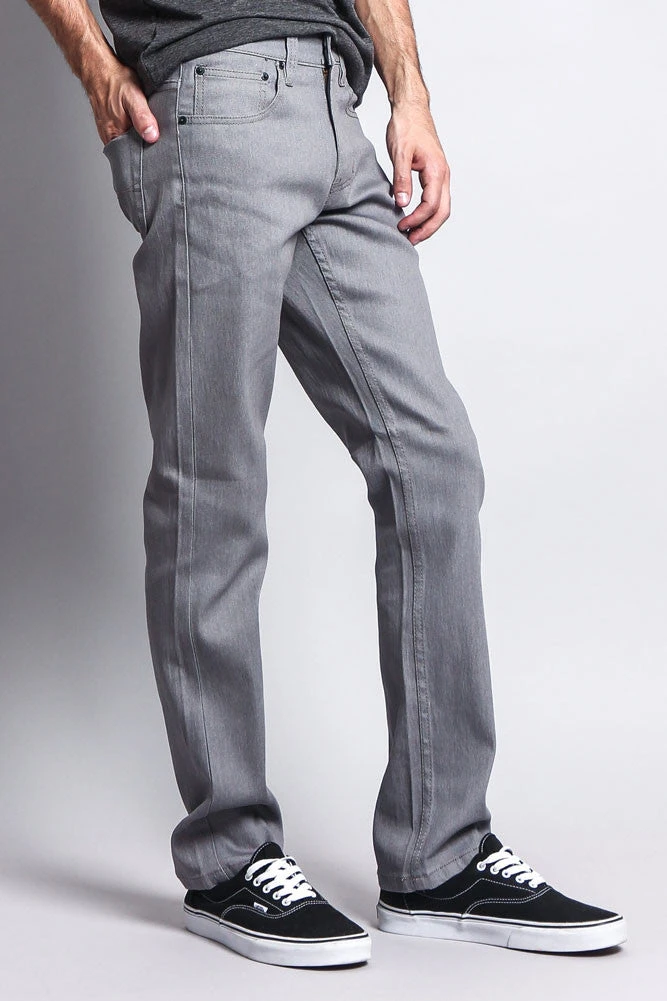 Men's Slim Fit Raw Denim Jeans (Grey) 4 Men's Slim Fit Raw Denim Jeans (Grey) - Image 4