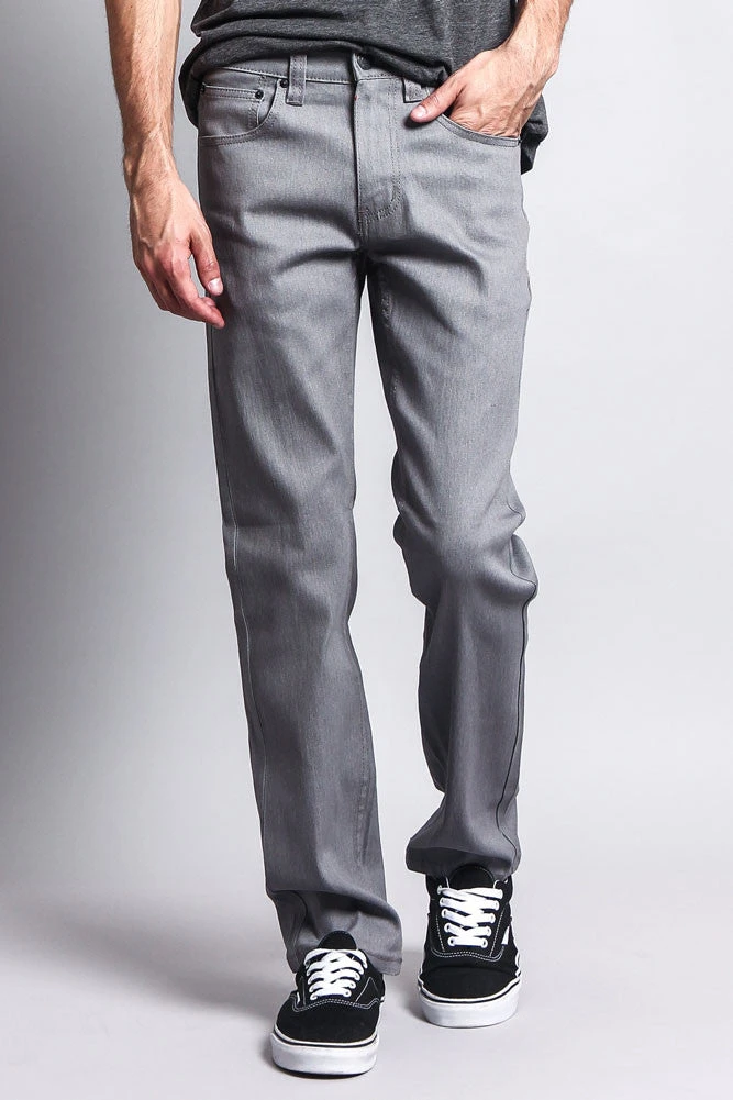 Men's Slim Fit Raw Denim Jeans (Grey) 5 Men's Slim Fit Raw Denim Jeans (Grey) - Image 5