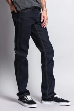 Men's Slim Fit Raw Denim Jeans (Indigo/Timber) -Victorious DL980 INT 4