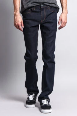 Men's Slim Fit Raw Denim Jeans (Indigo/Timber) -Victorious DL980 INT 5