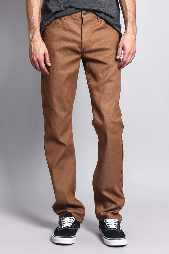 Men's Slim Fit Raw Denim Jeans (Wheat) 1 Men's Slim Fit Raw Denim Jeans (Wheat)