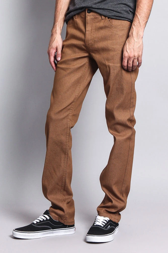 Men's Slim Fit Raw Denim Jeans (Wheat) 2 Men's Slim Fit Raw Denim Jeans (Wheat) - Image 2