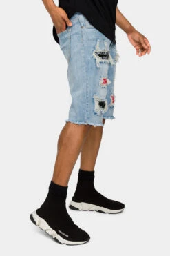 Ripped Bandana Repair Denim Shorts -Victorious DS2029 LTI 4