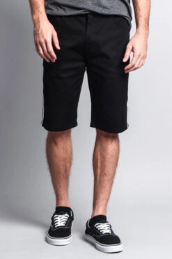 Men's Shorts With Stripes -Victorious DS2036 BLK 1