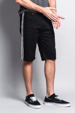 Men's Shorts With Stripes -Victorious DS2036 BLK 4
