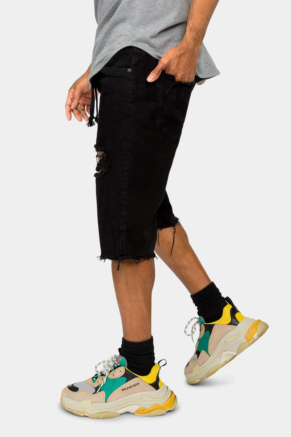 Ripped Raw Hem Denim Shorts 2 Ripped Raw Hem Denim Shorts - Image 2