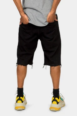 Ripped Raw Hem Denim Shorts 12 Ripped Raw Hem Denim Shorts -Victorious DS2045 BLK 3