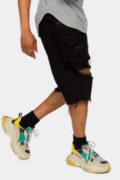 Ripped Raw Hem Denim Shorts 13 Ripped Raw Hem Denim Shorts -Victorious DS2045 BLK 4