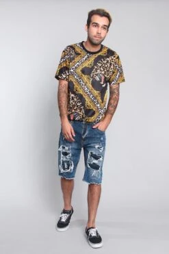 Distressed Illusion Denim Shorts -Victorious DS2047 DKI 6