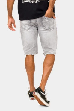 Distressed Illusion Denim Shorts -Victorious DS2047 GRY 3