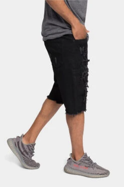 Distressed Illusion Denim Shorts -Victorious DS2047 JBK 4