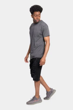 Distressed Illusion Denim Shorts -Victorious DS2047 JBK 5