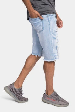 Distressed Illusion Denim Shorts -Victorious DS2047 LTI 4