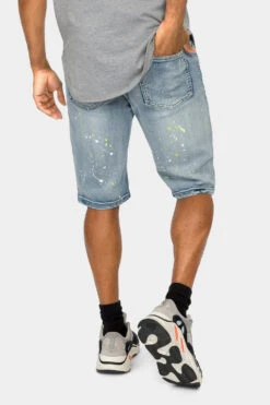 Neon Paint Splatter Denim Shorts -Victorious DS2074 IND 3
