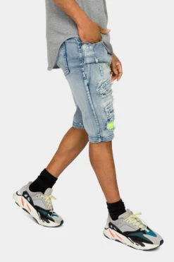 Neon Paint Splatter Denim Shorts -Victorious DS2074 IND 4