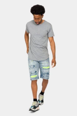 Neon Paint Splatter Denim Shorts -Victorious DS2074 IND 5