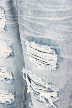 Distressed Repaired Denim Shorts -Victorious DS2097 LTI DETAIL