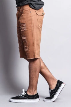 Distressed Colored Denim Shorts -Victorious DS431 3