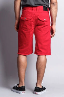 Distressed Colored Denim Shorts -Victorious DS431 RED 3
