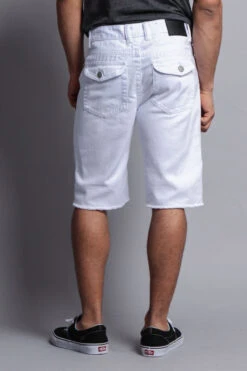 Distressed Colored Denim Shorts -Victorious DS431 WHT 3