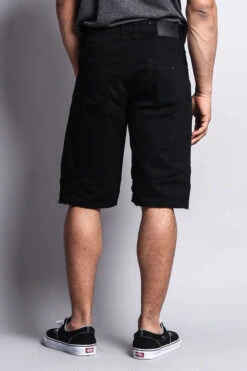 Distressed Biker Style Shorts -Victorious DS436 BLK 3