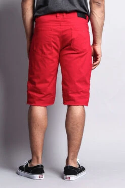 Distressed Biker Style Shorts -Victorious DS436 RED 3