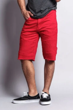 Distressed Biker Style Shorts -Victorious DS436 RED 5