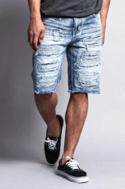 Distressed Paint Splattered Denim Shorts -Victorious DS441 ICE 5