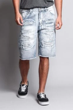 Men's Faded Distressed Shorts -Victorious DS751 ICE 5