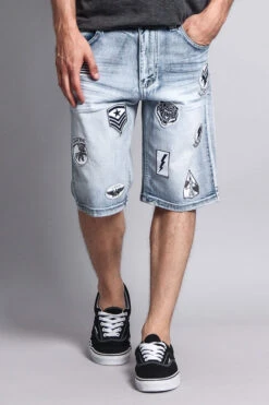 Patch Denim Shorts 19 Patch Denim Shorts -Victorious DS762 ICE 5